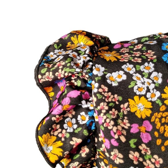 Emery Rose Junior Med Colorful Flower Dress Flutter Sleeve Elastic Waist - Picture 3 of 6